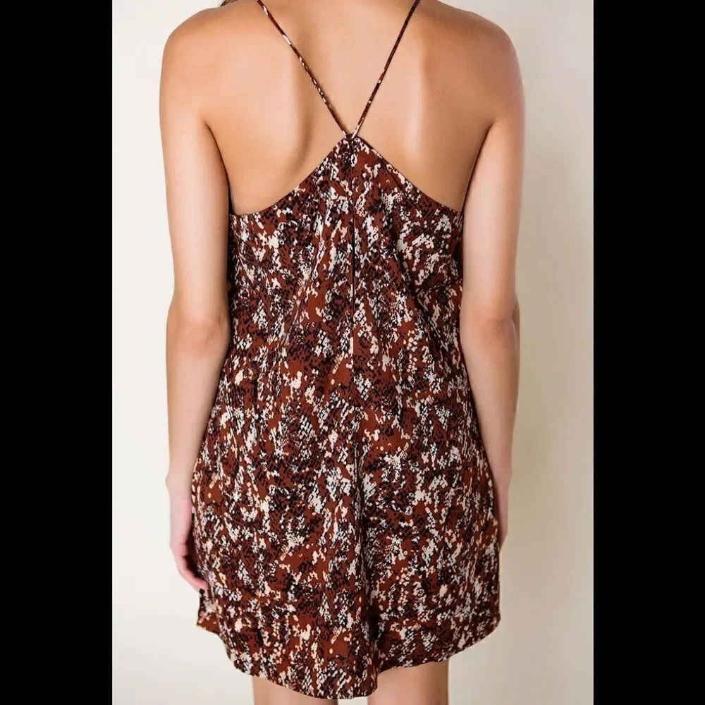 RUST ANIMAL PRINT DRAPED FRONT DRESS - Picture 3 of 9